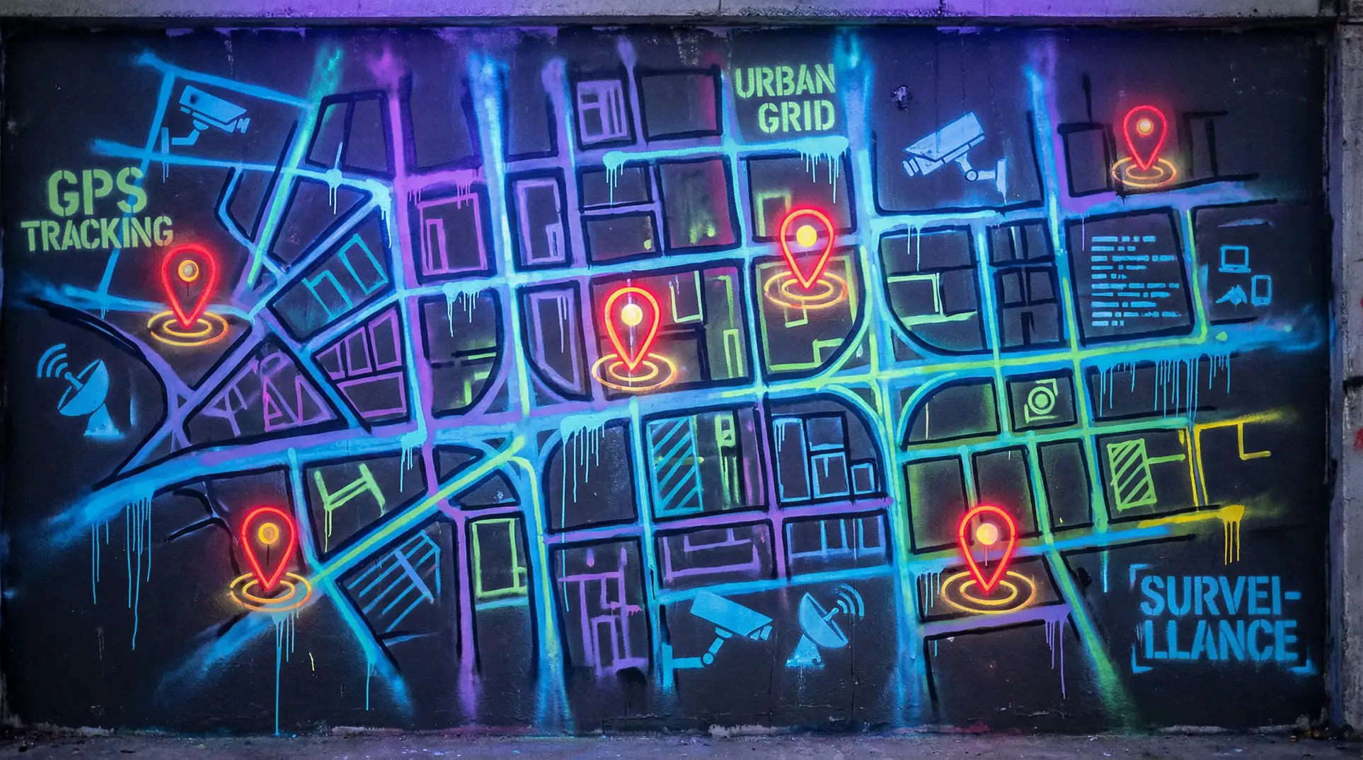 苍进空 狗仔追踪地图 - 城市涂鸦风格